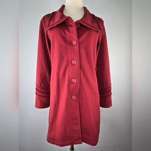 NWT Soft Surroundings Rachel Crochet Trim Button-Front Jacket Burgundy XS